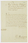MSMA 1/22.274: Duplicata du brevet d’enseigne pour George François Urs Joseph Besenval au sein du régiment des Gardes suisses