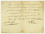 MSMA 1/30.49: Quittance pour la remise de deux sommes par Jean-Victor de Besenval sur ordre de l'abbé de Polignac
